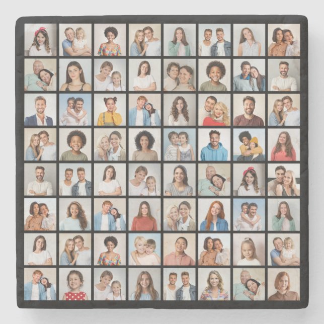 Create Your Own 64 Photo Collage Stone Coaster (Front)