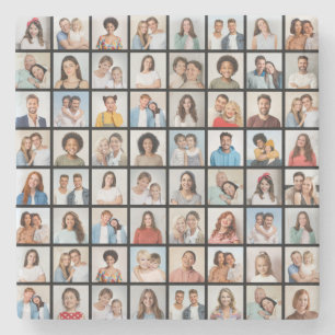 Create Your Own 64 Photo Collage Stone Coaster