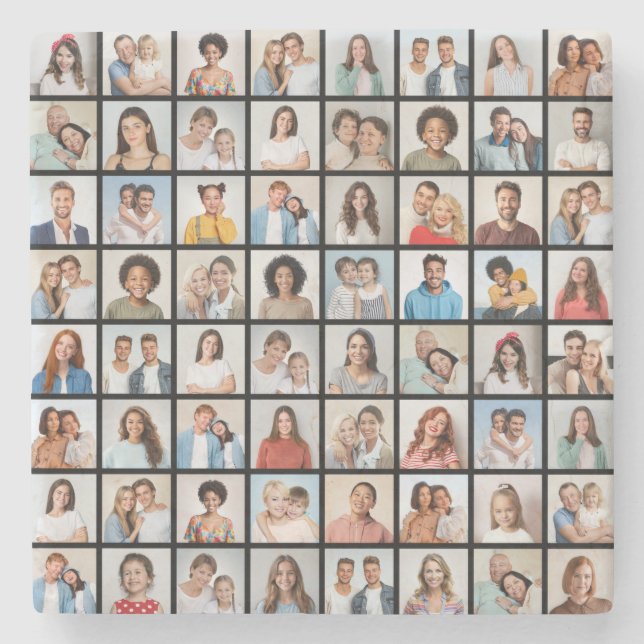 Create Your Own 64 Photo Collage Stone Coaster (Front)