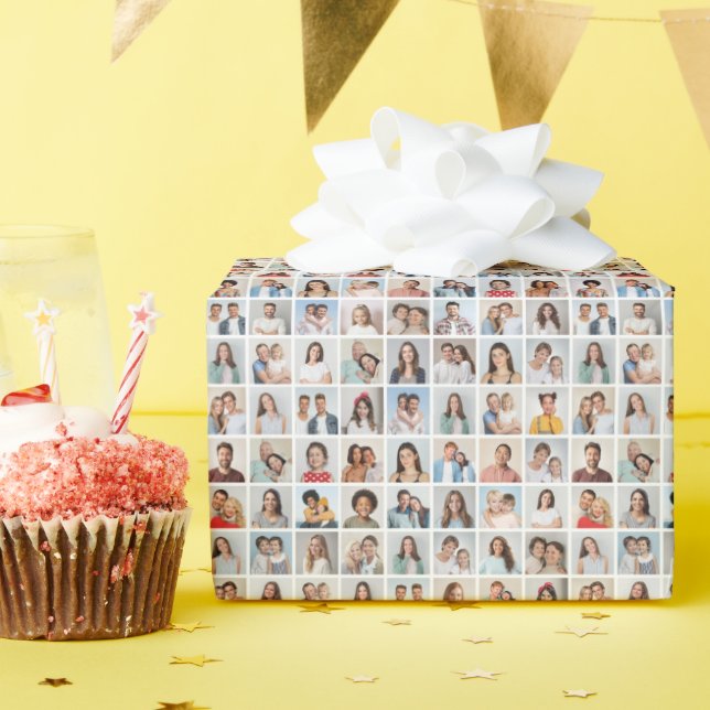 Create Your Own 64 Photo Collage Wrapping Paper (Birthday Party)