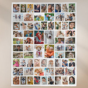 Create Your Own 68 Photo Collage White Fleece Blanket