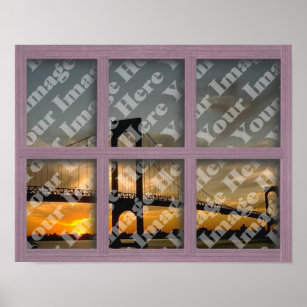 Create Your Own 6 Pane Pink Wood Window Frame Poster