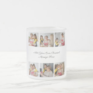 Create Your Own 6 Photo Collage Add Your Greeting Frosted Glass Coffee Mug