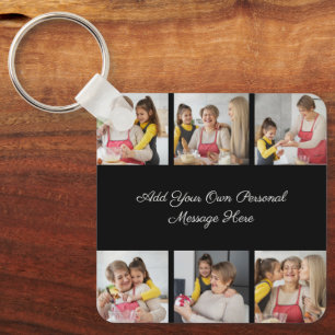 Create Your Own 6 Photo Collage Add Your Greeting Key Ring