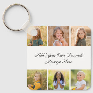 Create Your Own 6 Photo Collage Add Your Greeting Key Ring