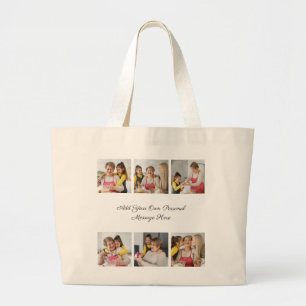 Create Your Own 6 Photo Collage Add Your Greeting Large Tote Bag