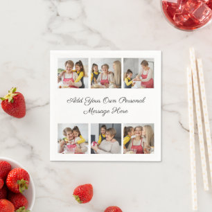Create Your Own 6 Photo Collage Add Your Greeting Napkin