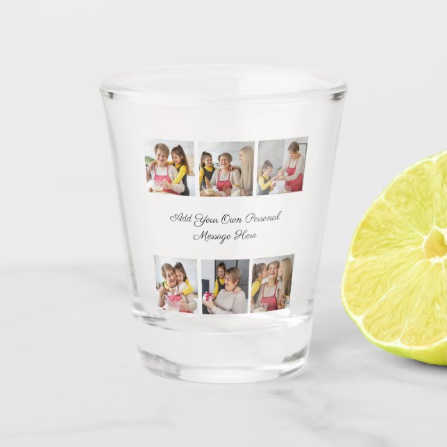 Create Your Own 6 Photo Collage Add Your Greeting Shot Glass (Front)