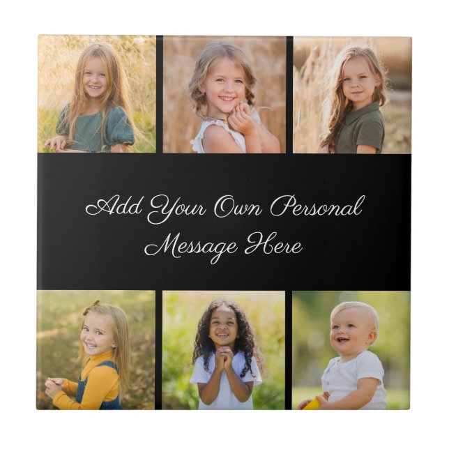 Create Your Own 6 Photo Collage Add Your Greeting Tile (Front)