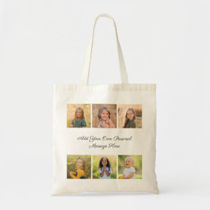 Create Your Own 6 Photo Collage Add Your Greeting Tote Bag