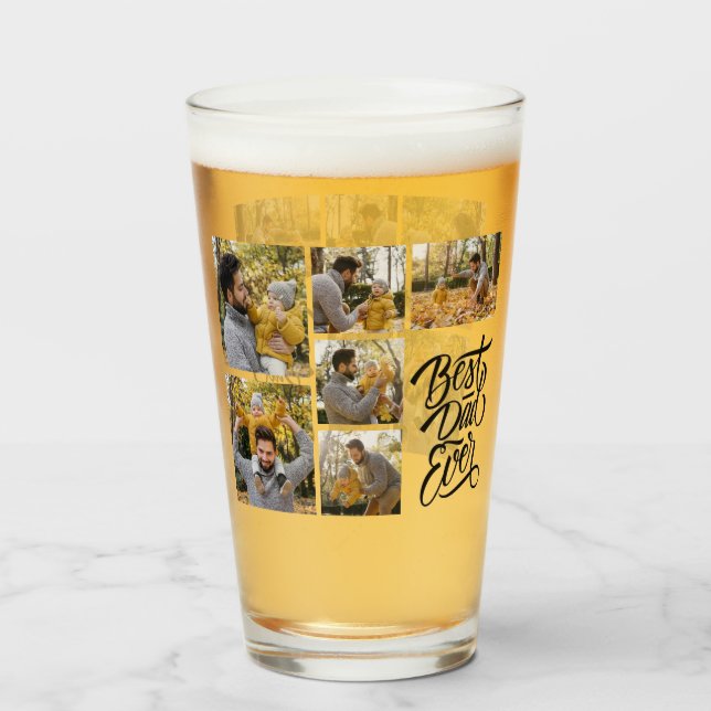 Create Your Own 6 Photo Collage Best Dad Ever Glass (Front Filled)