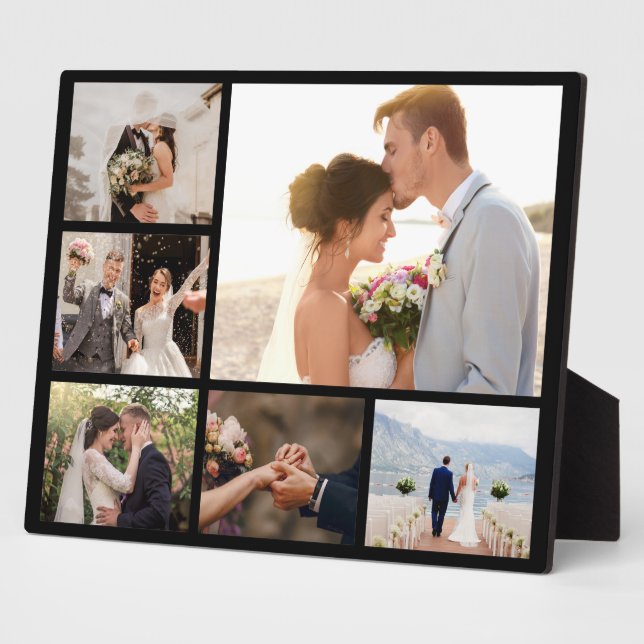 Create Your Own 6 Photo Collage Black Plaque (Side)