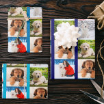 Create your Own 6 Photo Collage Blue Set of 3 Wrapping Paper Sheet<br><div class="desc">Create your own custom photo gift wrap. The photo template is set up for you to upload 6 of your favourite pictures which are displayed in photo strips in square / instagram format. You can add 6 different pictures, all the same pictures or any combination in between! This collection comes...</div>