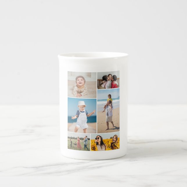 Create Your Own 6 Photo Collage Bone China Mug (Front)