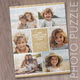 Create Your Own 6 Photo Collage - Champagne Gold Jigsaw Puzzle