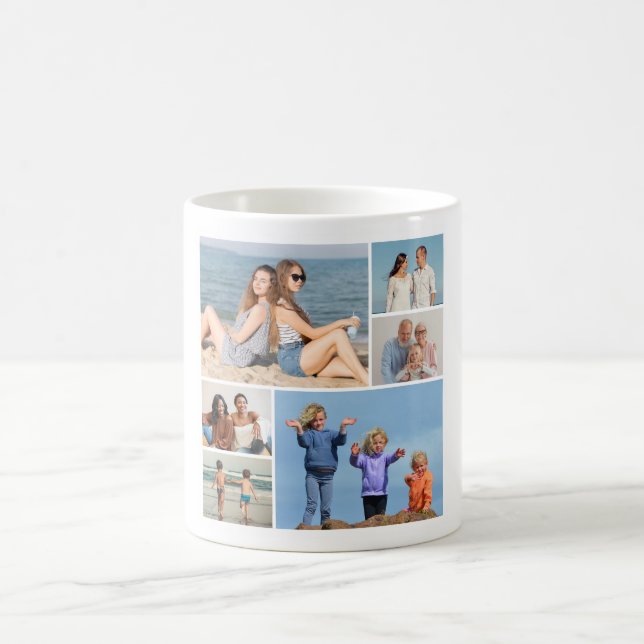 Create Your Own 6 Photo Collage Coffee Mug (Center)