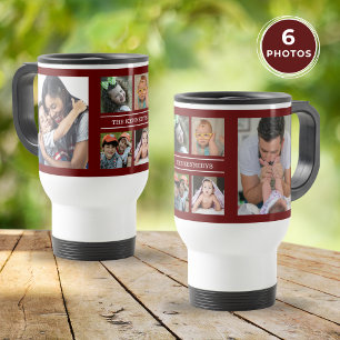 Create Your Own 6 Photo Collage Family Maroon  Travel Mug