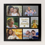 Create Your Own 6 Photo Collage Family Quote Black Jigsaw Puzzle<br><div class="desc">A trendy photo collage jigsaw puzzle with a beautiful family quote-"Together we make a family". Personalise with 6 of your favourite pictures to make it a special family keepsake.</div>
