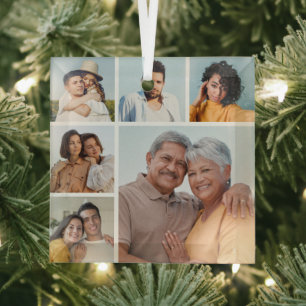 Create Your Own 6 Photo Collage Glass Tree Decoration