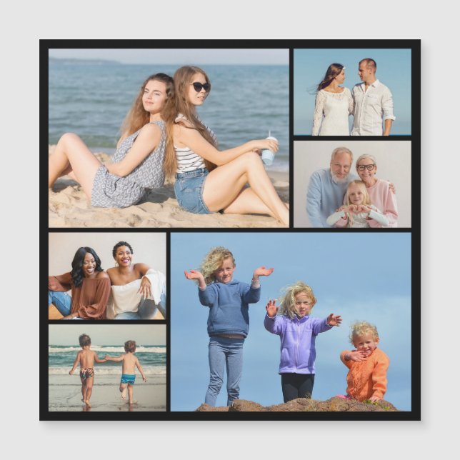Create Your Own 6 Photo Collage Magnetic Card (Front)