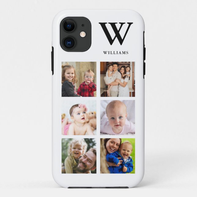 Create Your Own 6 Photo Collage Name Monogrammed i Case-Mate iPhone Case (Back)