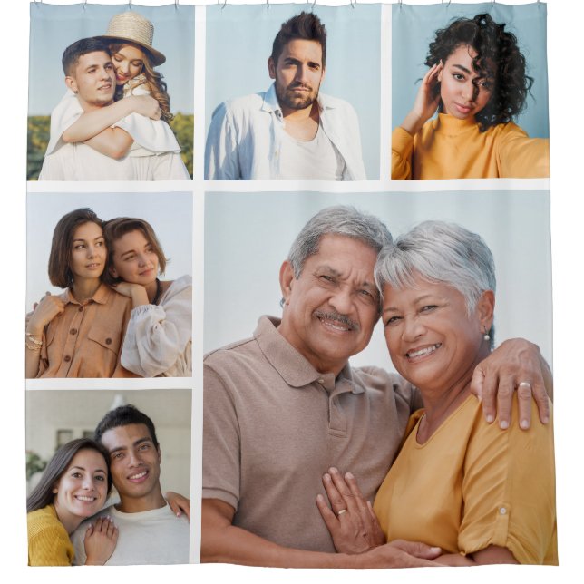 Create Your Own 6 Photo Collage  Shower Curtain (Front)