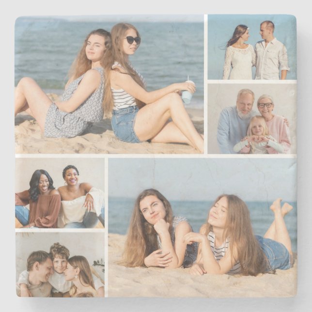 Create Your Own 6 Photo Collage Stone Coaster (Front)