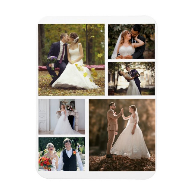 Create Your Own 6 Photo Wedding Collage Magnet (Vertical)