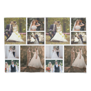 Create Your Own 6 Photo Wedding Collage Pillowcase