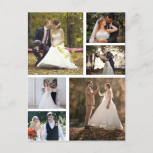 Create Your Own 6 Photo Wedding Collage Postcard