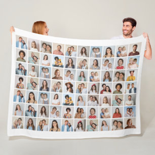 Create Your Own 70 Photo Collage Editable Colour Fleece Blanket