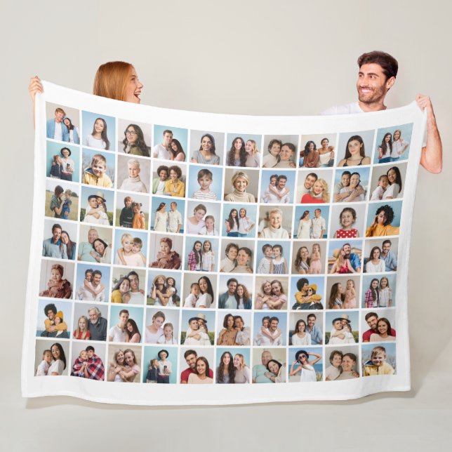 Create Your Own 70 Photo Collage Editable Colour Fleece Blanket (In Situ)