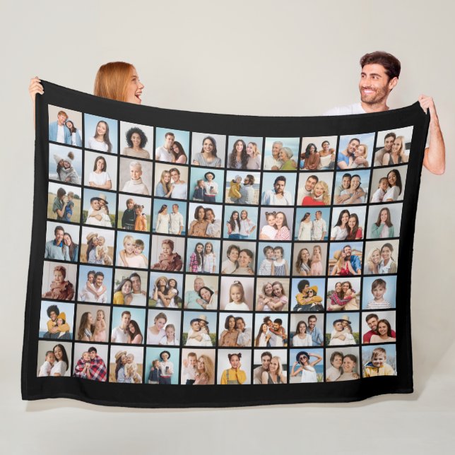 Create Your Own 70 Photo Collage Editable Colour Fleece Blanket (In Situ)