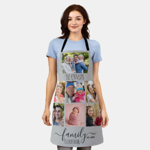 Create Your Own 7 Photo Collage Family Name Grey Apron