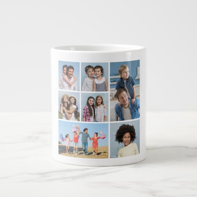  Create Your Own 7 Photo Collage  Large Coffee Mug (Front)