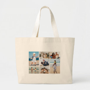 Create Your Own 7 Photo Collage Large Tote Bag