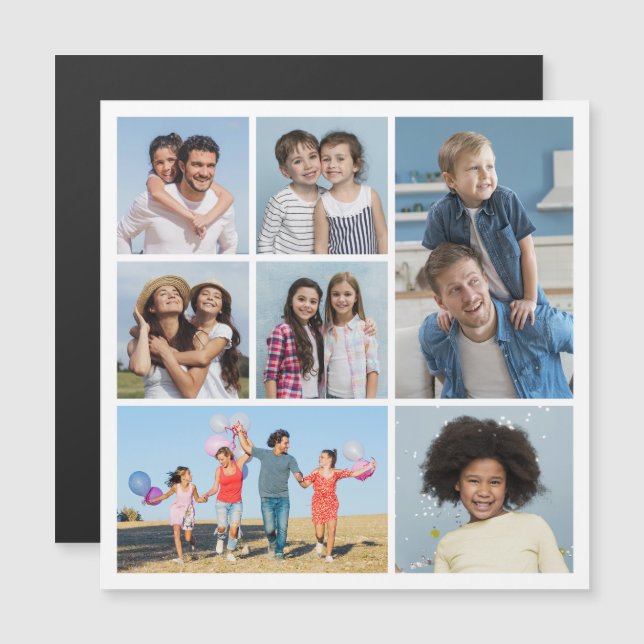 Create Your Own 7 Photo Collage Magnetic Card (Front/Back)