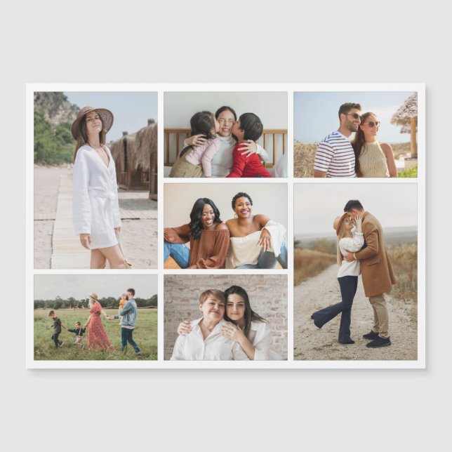 Create Your Own 7 Photo Collage Magnetic Card (Front)