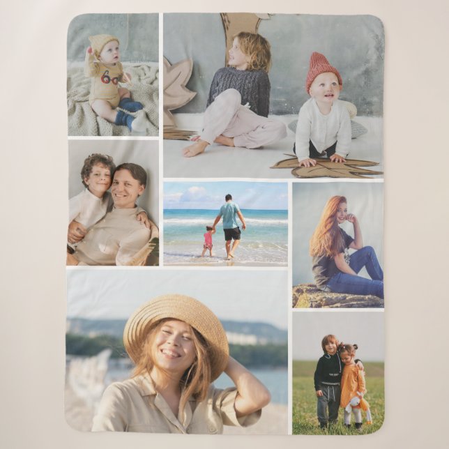 Create Your Own 7 Photo Collage Sherpa Blanket (Front)
