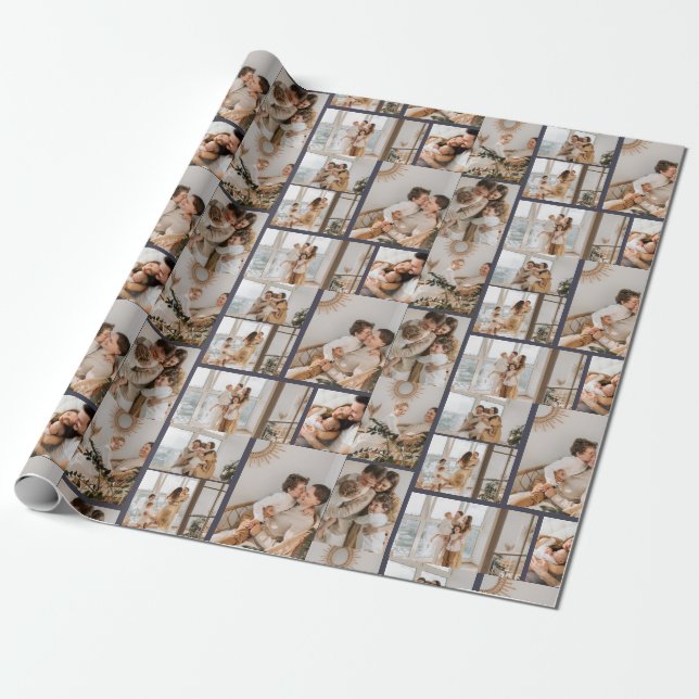 Create Your Own 7 Photo Collage Wrapping Paper (Unrolled)
