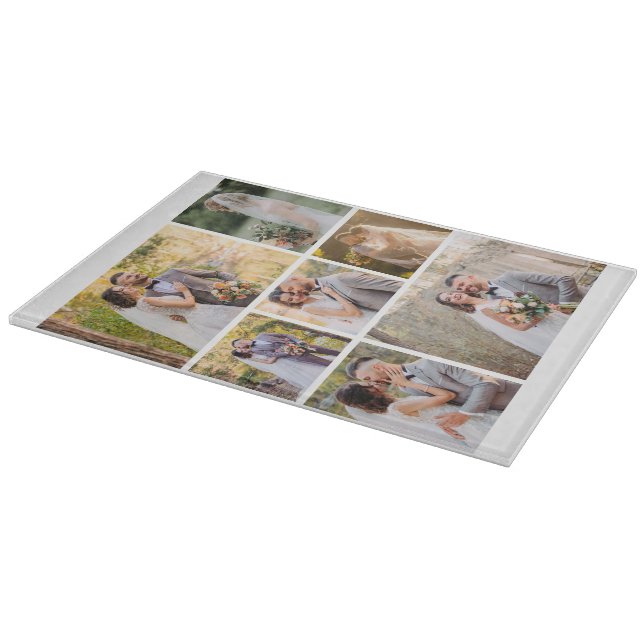 Create Your Own 7 Photo Wedding Collage Cutting Board (Corner)