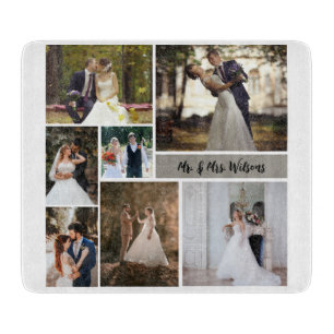 Create Your Own 7-Photo Wedding Collage Cutting Board