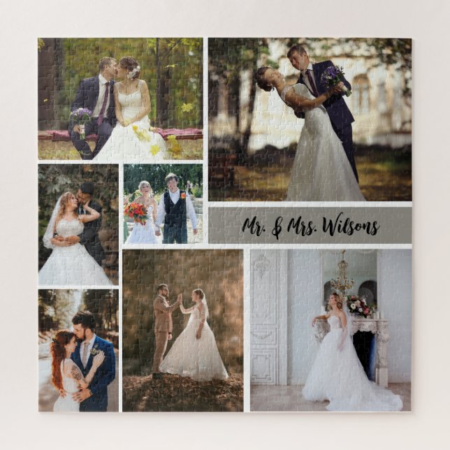 Create Your Own 7-Photo Wedding Collage Jigsaw Puzzle (Vertical)