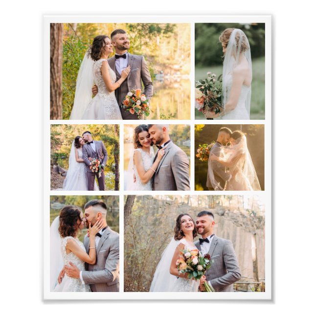 Create Your Own 7 Photo Wedding Collage Print (Front)