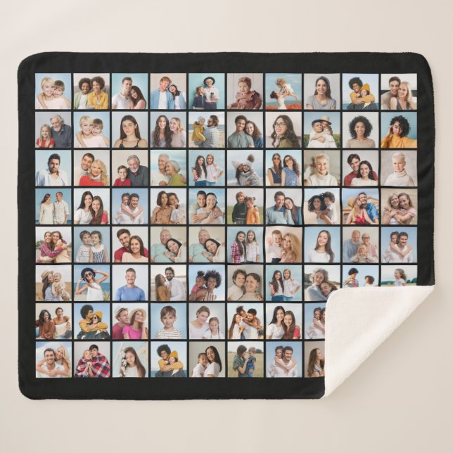 Create Your Own 80 Photo Collage Sherpa Blanket (Front (Horizontal))