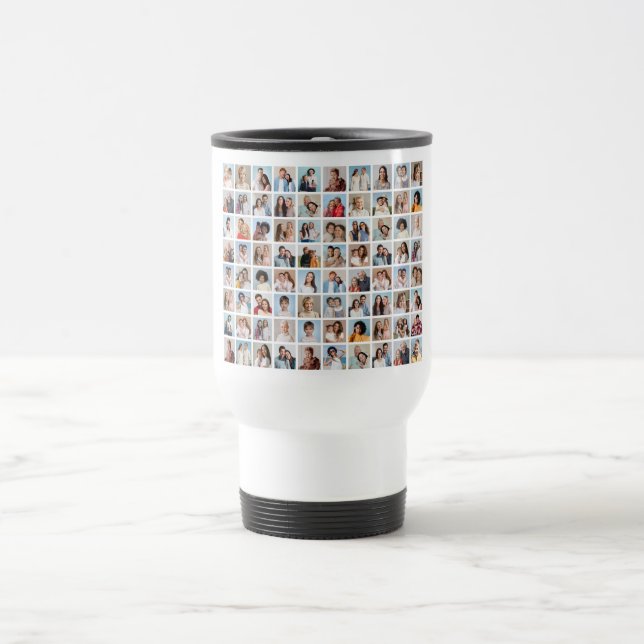 Create Your Own 80 Photo Collage  Travel Mug (Center)