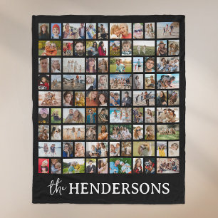 Create Your Own 81 Photo Collage Black Fleece Blanket
