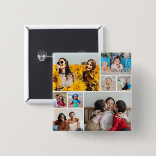 Create Your Own 8 Photo Collage 15 Cm Square Badge
