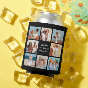 Create Your Own 8 Photo Collage Add Your Greeting Can Cooler