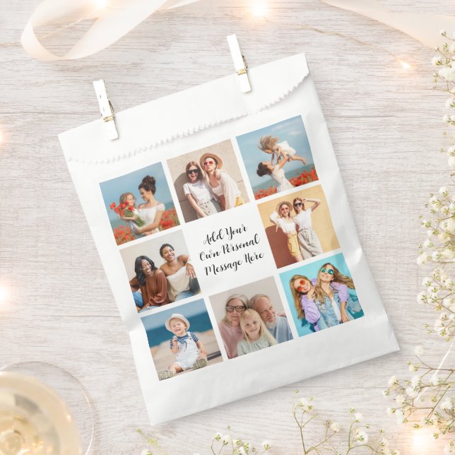 Create Your Own 8 Photo Collage Add Your Greeting Favour Bags (Clipped)